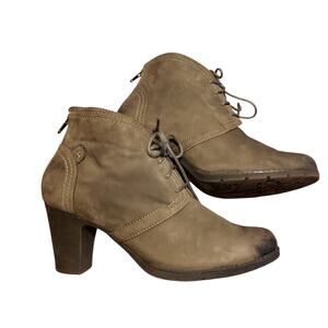 Rockport Cobb Hill Women's 8 Ankle Boot Olive Green Nubuck Leather Heeled Bootie